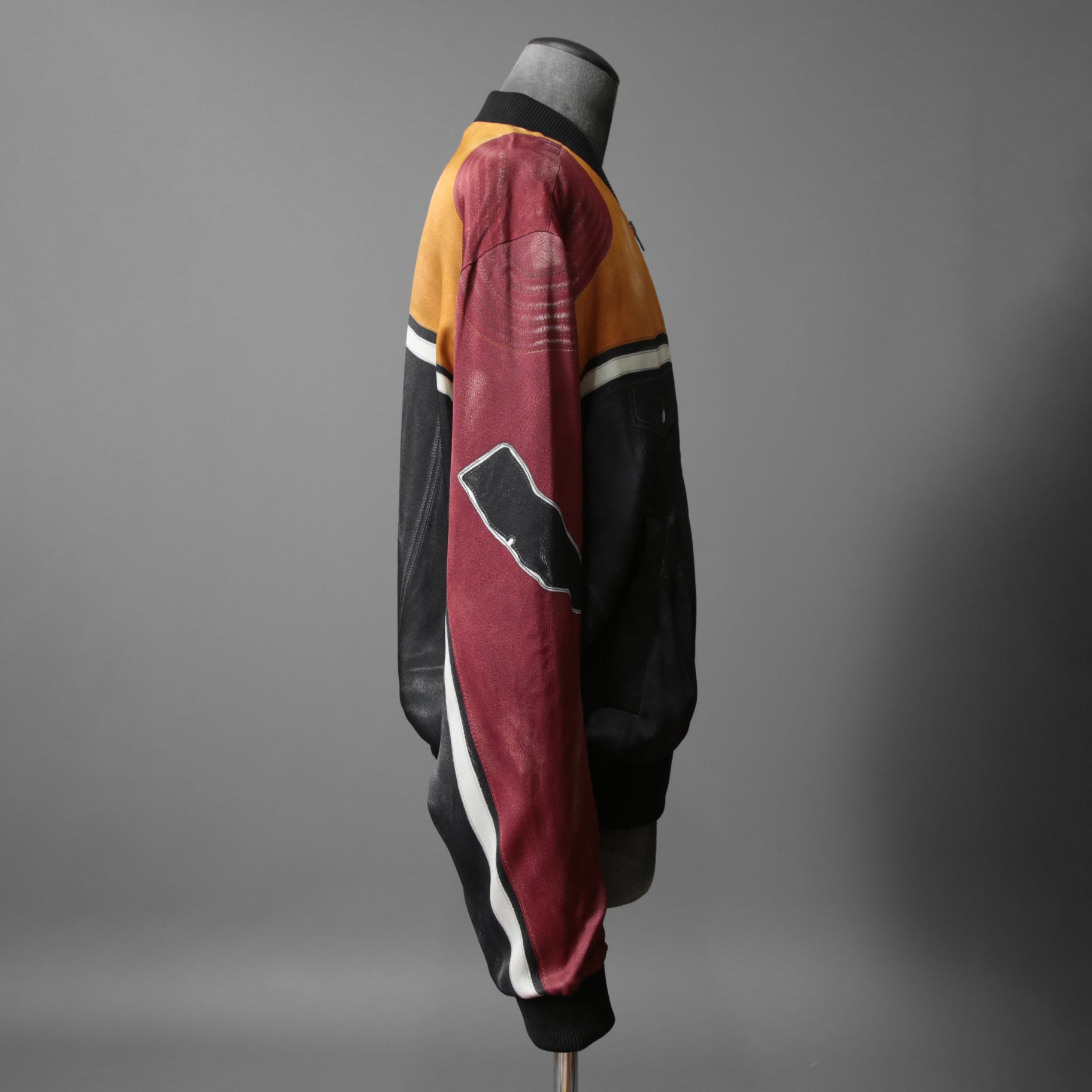 DIESEL ディーゼル / 22SS J-MOLLトロンプルイユ (トリックアート）プリント  / ボンバージャケット / size L (BLACK x WINE)