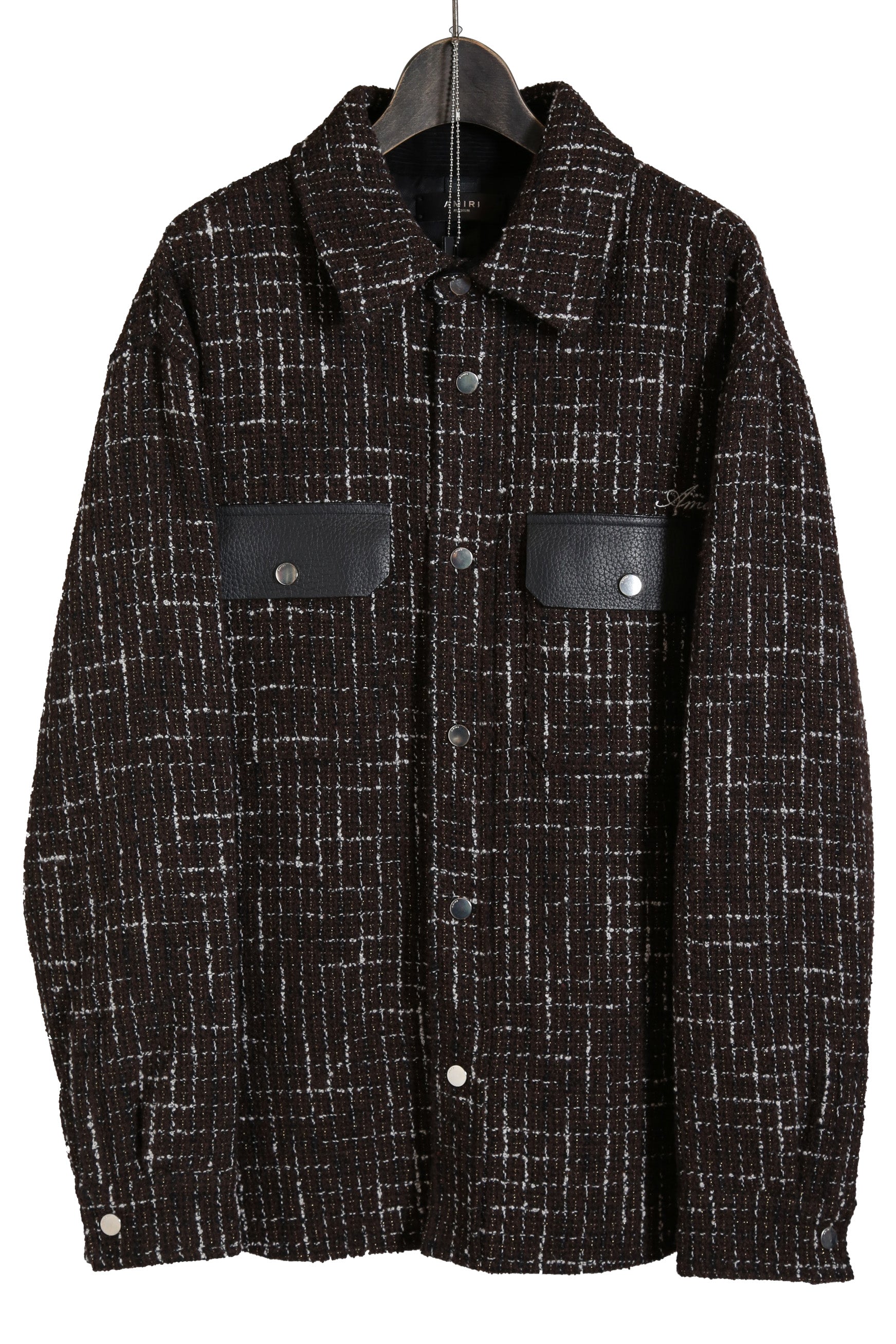 美品 AMIRI アミリ 22AW BOUCLE PADDED PVER SHIRT ツイードパデッドオーバーシャツジャケット / size M ブラウン