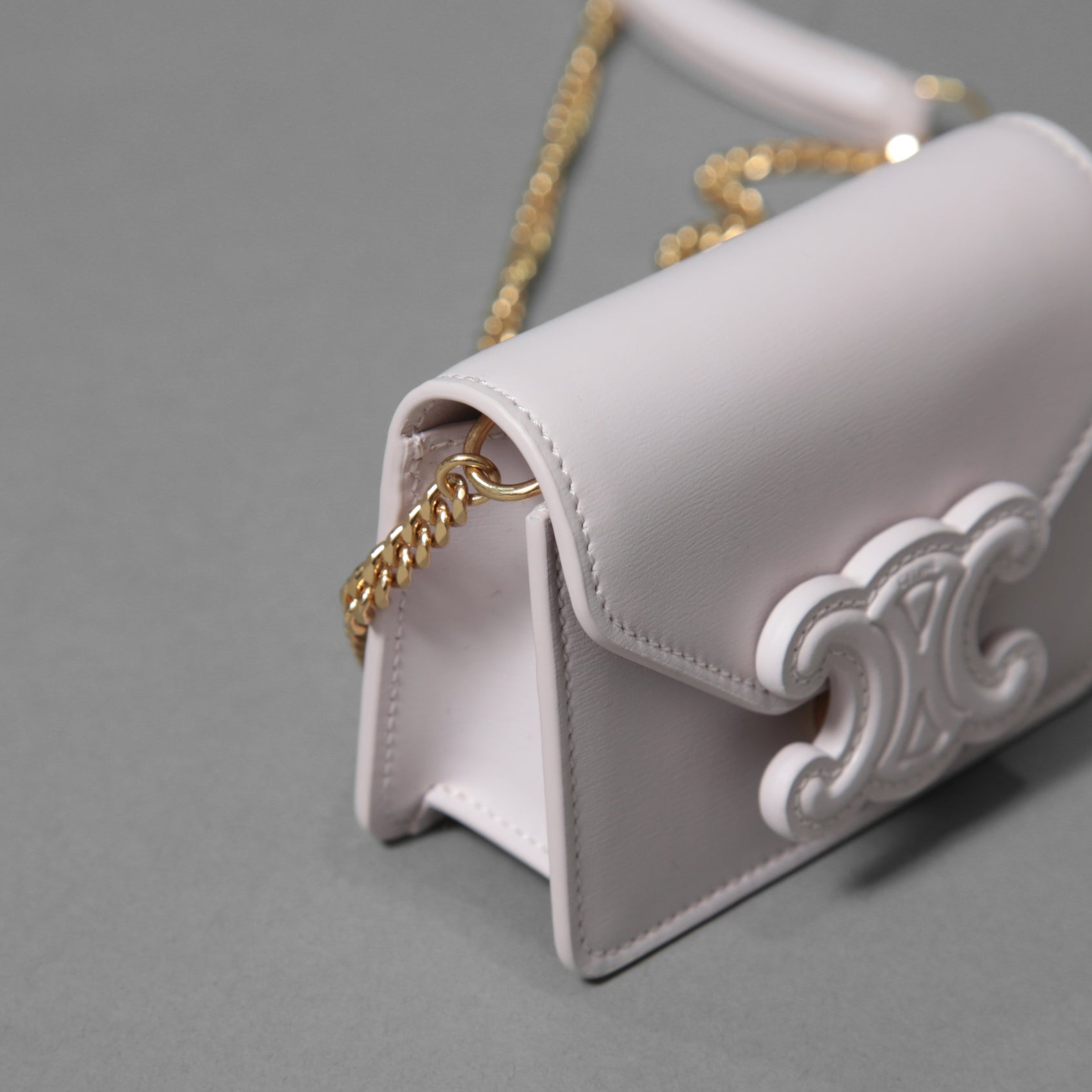 CELINE セリーヌ / 美品 トリオンフ チェーン ショルダー ミニ バッグ /  レザー / ライトピンク / ポシェット レディース