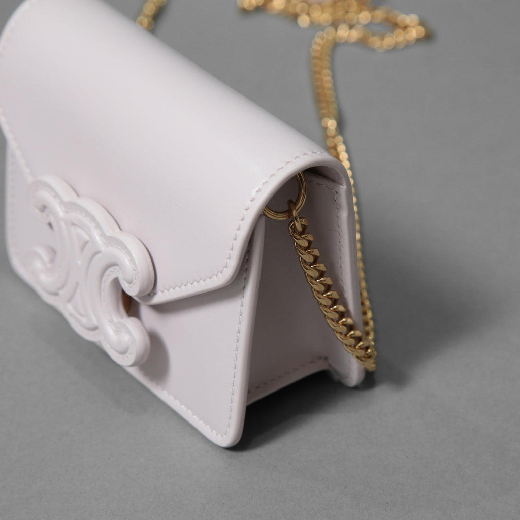 CELINE セリーヌ / 美品 トリオンフ チェーン ショルダー ミニ バッグ /  レザー / ライトピンク / ポシェット レディース