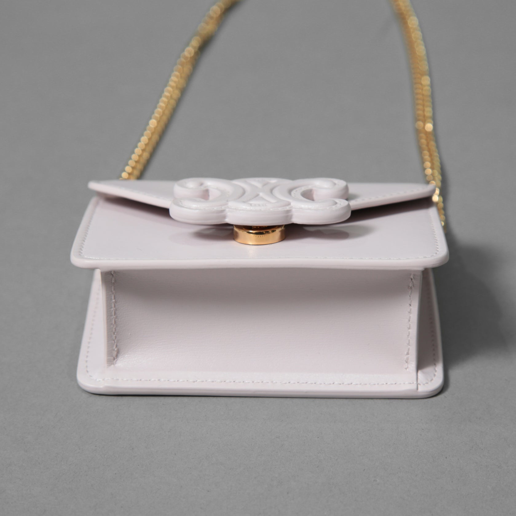 CELINE セリーヌ / 美品 トリオンフ チェーン ショルダー ミニ バッグ /  レザー / ライトピンク / ポシェット レディース