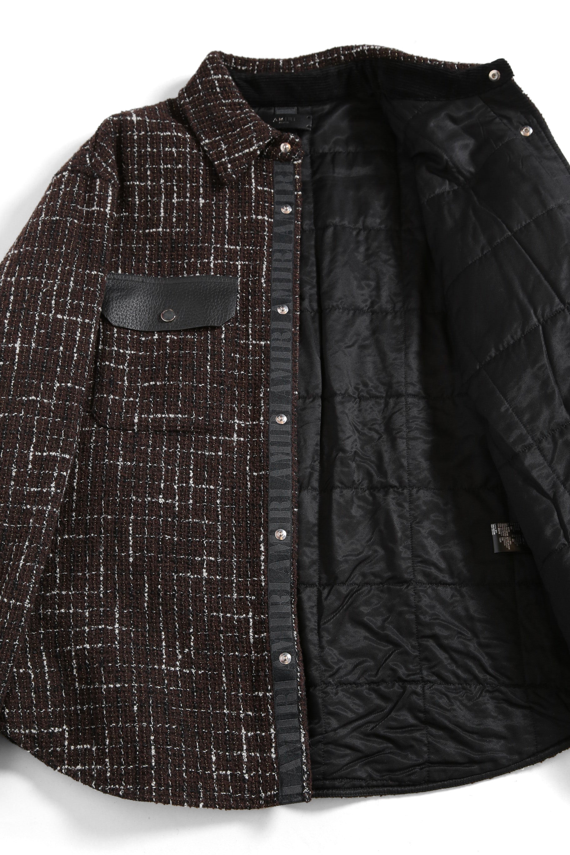 美品 AMIRI アミリ 22AW BOUCLE PADDED PVER SHIRT ツイードパデッドオーバーシャツジャケット / size M ブラウン