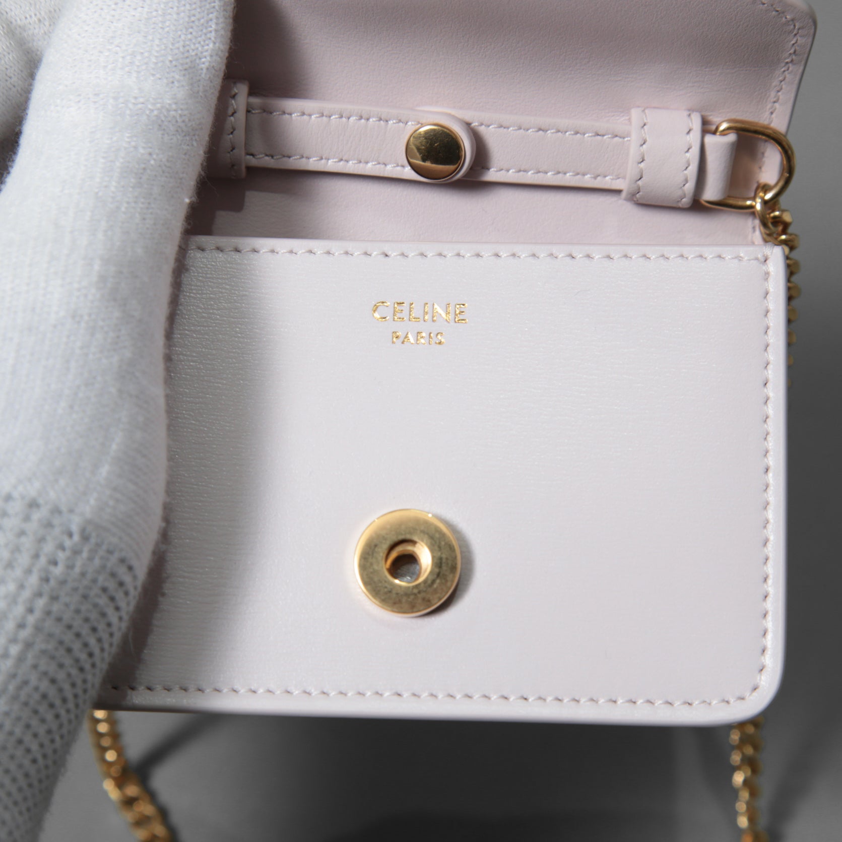 CELINE セリーヌ / 美品 トリオンフ チェーン ショルダー ミニ バッグ /  レザー / ライトピンク / ポシェット レディース