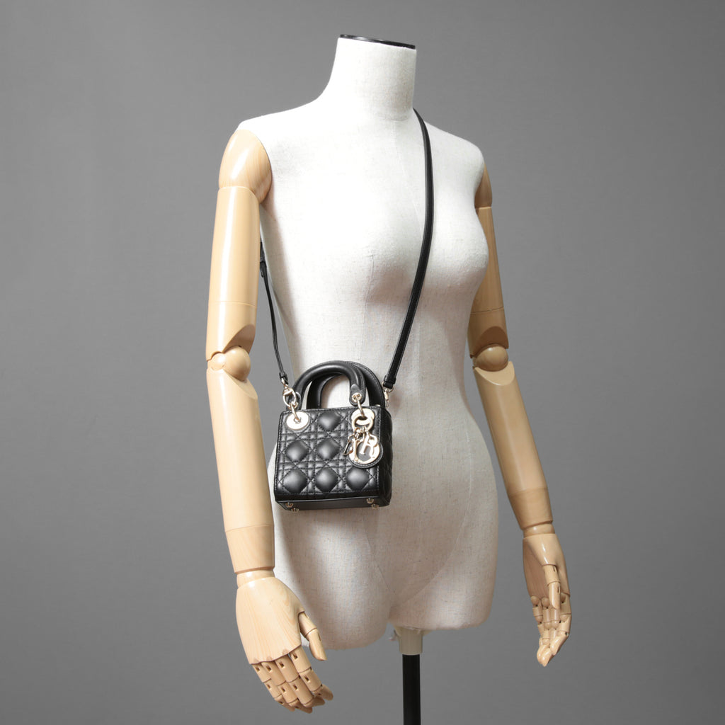 Dior クリスチャン ディオール / Lady Dior マイクロバッグ /カナージュ ラムスキン / S0856ONGE_M900 / BLACK