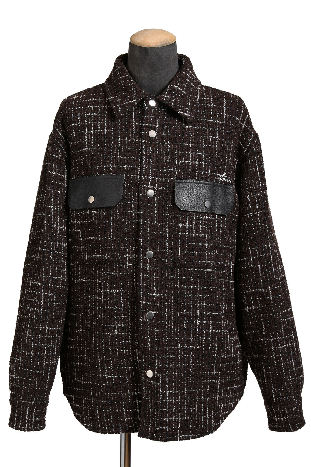 美品 AMIRI アミリ 22AW BOUCLE PADDED PVER SHIRT ツイードパデッドオーバーシャツジャケット / size M ブラウン