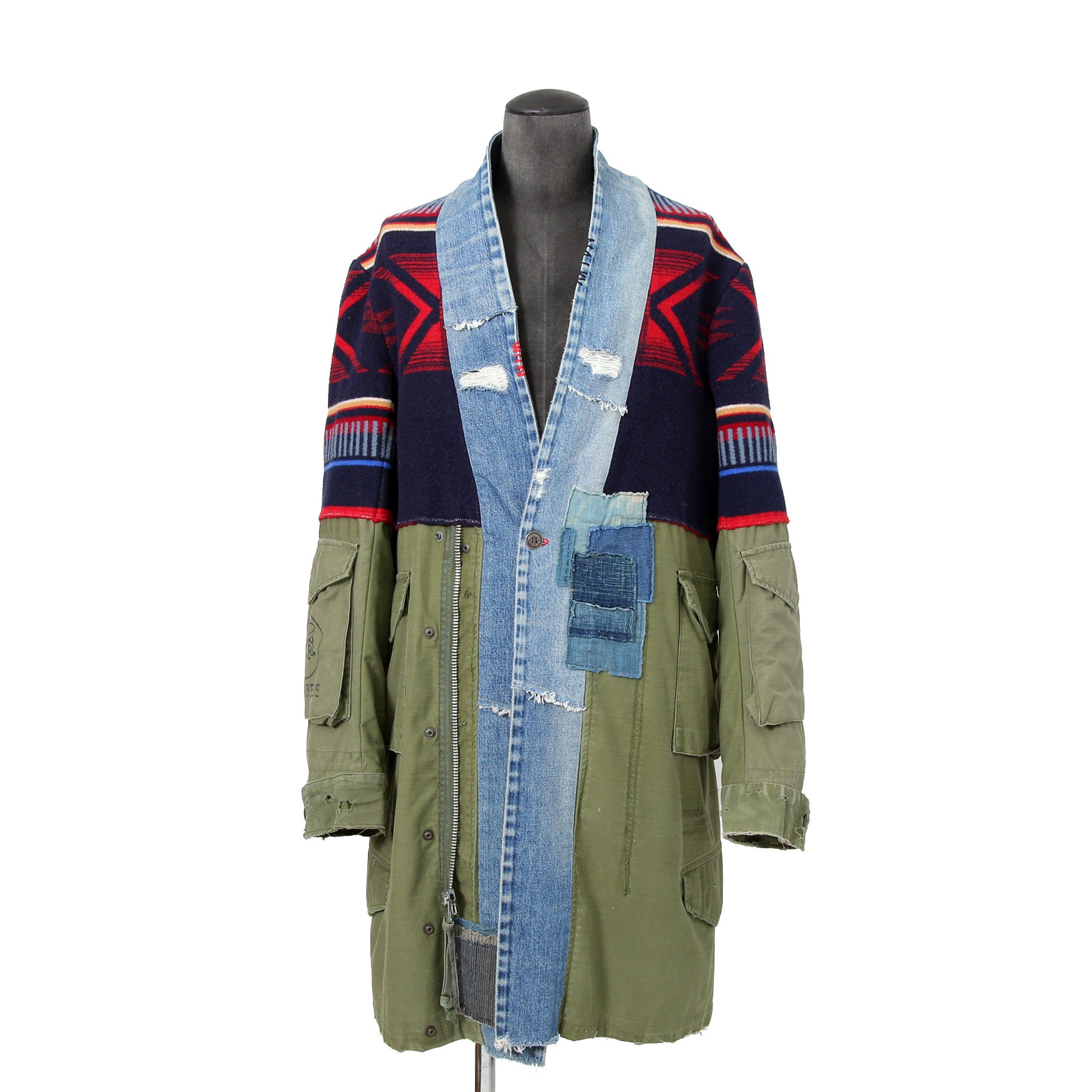 新品 GREG LAUREN グレッグローレン / 国内未入荷 50/50 KIMONO ARTIST COATコート / size 2 (KHAKI x MURTI COLOR)