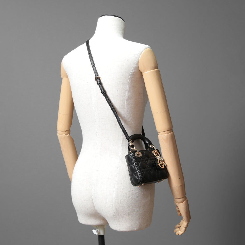Dior クリスチャン ディオール / Lady Dior マイクロバッグ /カナージュ ラムスキン / S0856ONGE_M900 / BLACK