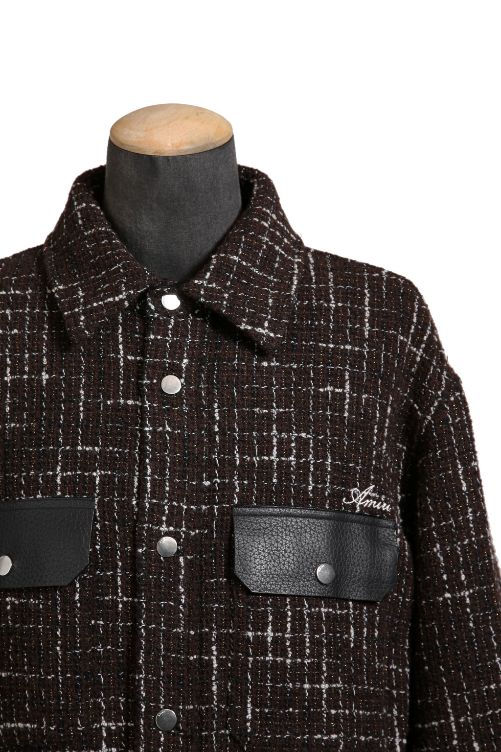 美品 AMIRI アミリ 22AW BOUCLE PADDED PVER SHIRT ツイードパデッドオーバーシャツジャケット / size M ブラウン
