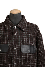 美品 AMIRI アミリ 22AW BOUCLE PADDED PVER SHIRT ツイードパデッドオーバーシャツジャケット / size M ブラウン