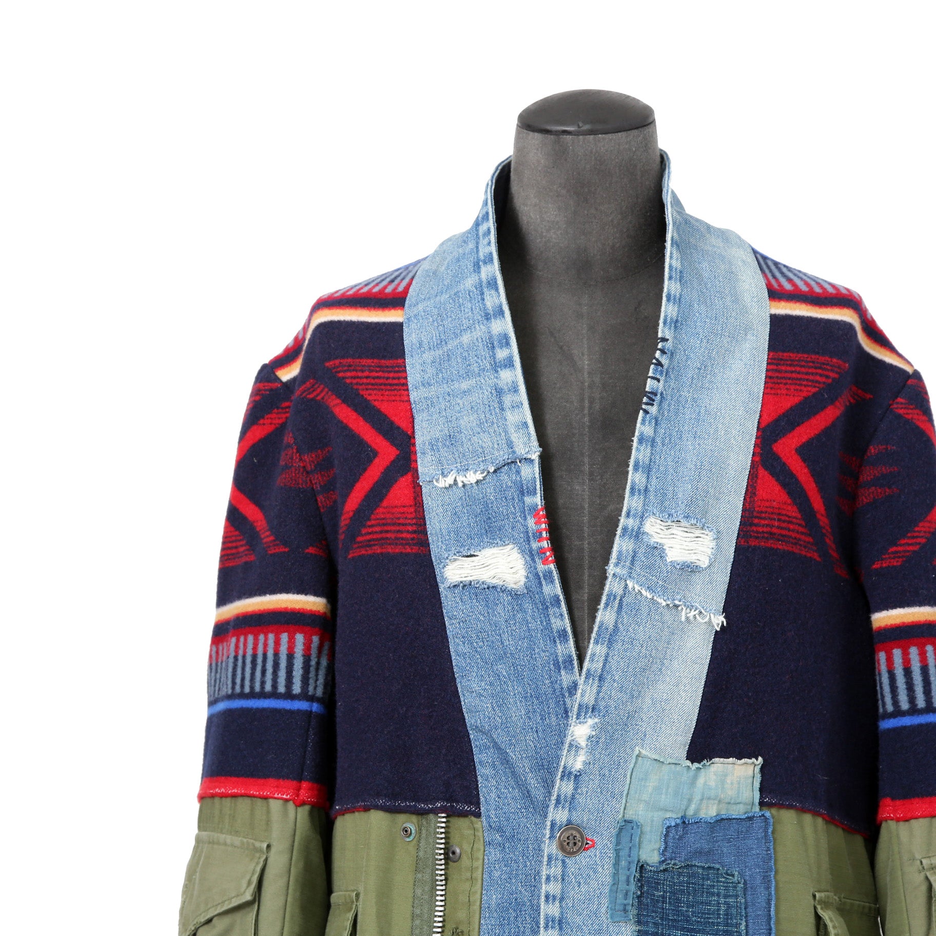 新品 GREG LAUREN グレッグローレン / 国内未入荷 50/50 KIMONO ARTIST COATコート / size 2 (KHAKI x MURTI COLOR)