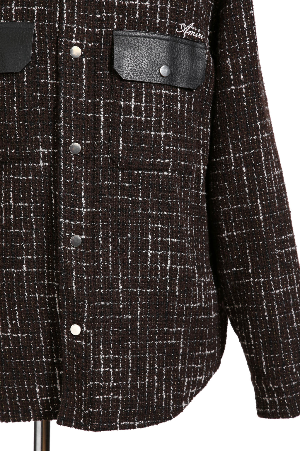 美品 AMIRI アミリ 22AW BOUCLE PADDED PVER SHIRT ツイードパデッドオーバーシャツジャケット / size M ブラウン