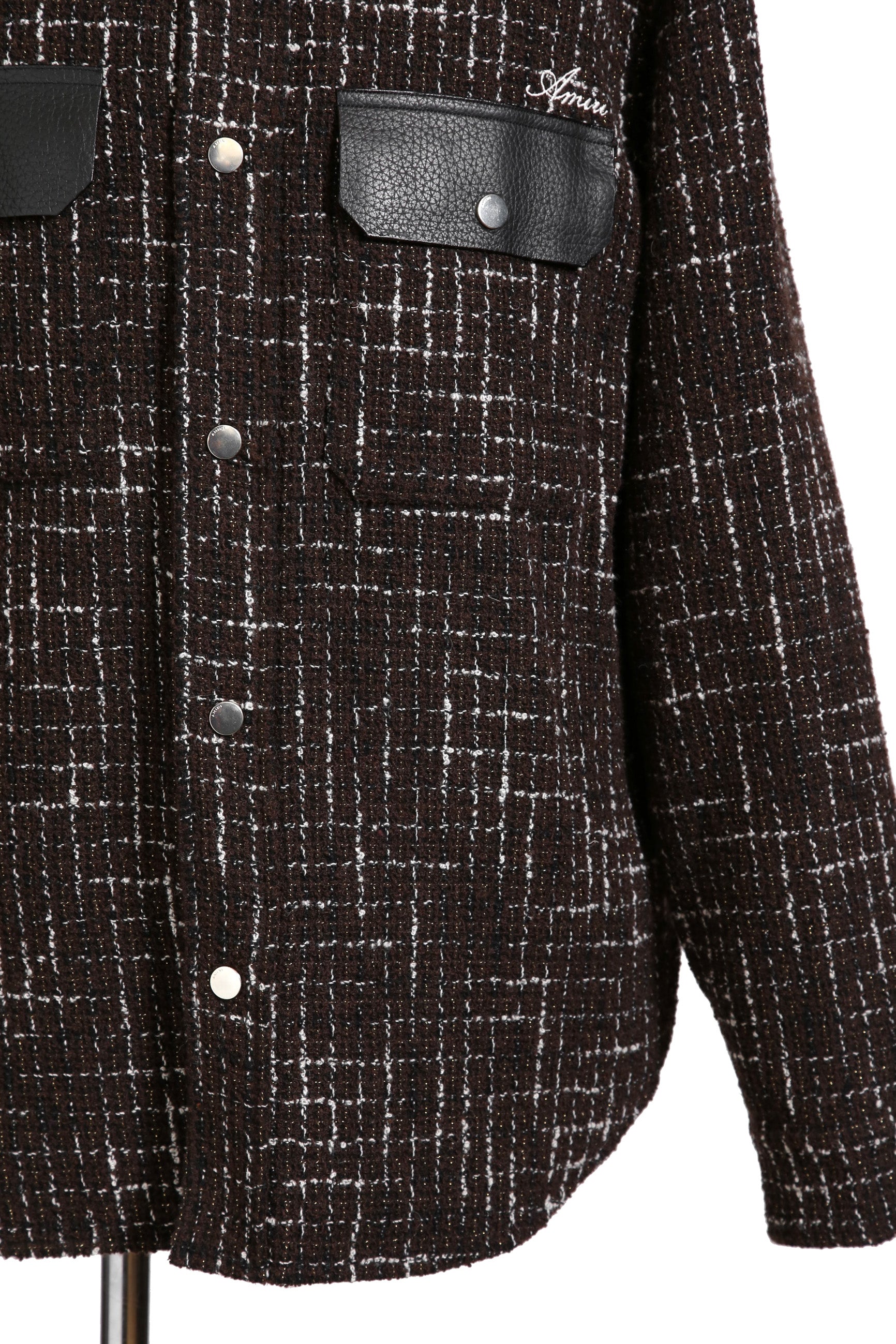 美品 AMIRI アミリ 22AW BOUCLE PADDED PVER SHIRT ツイードパデッドオーバーシャツジャケット / size M ブラウン