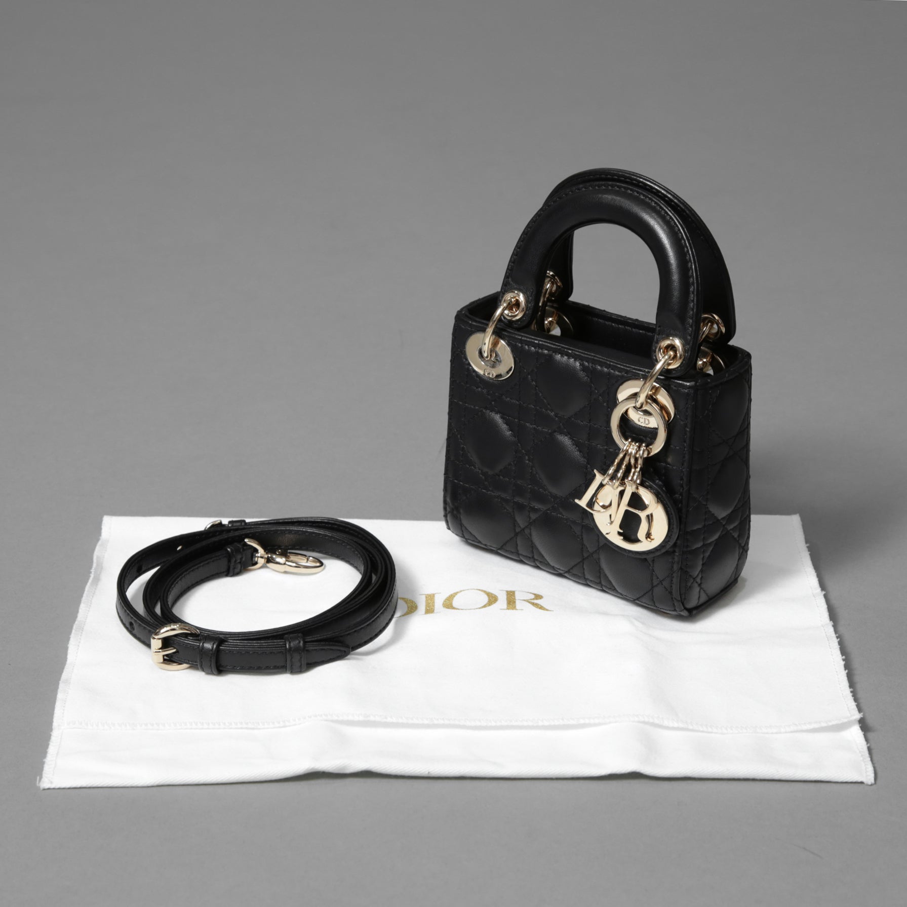 Dior クリスチャン ディオール / Lady Dior マイクロバッグ /カナージュ ラムスキン / S0856ONGE_M900 / BLACK