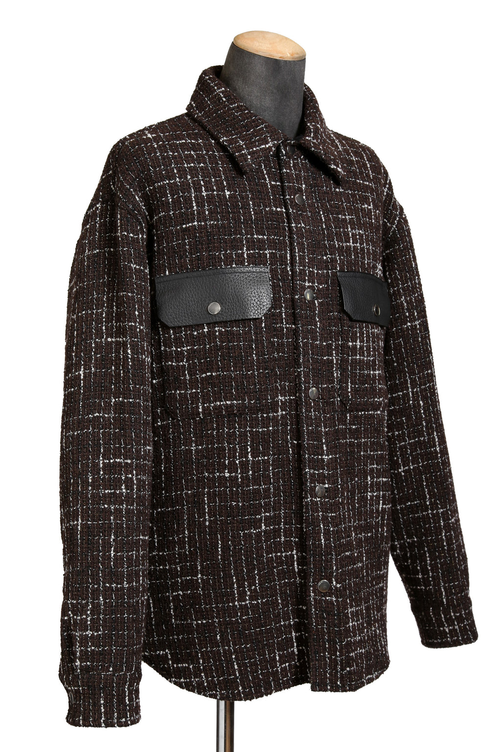 美品 AMIRI アミリ 22AW BOUCLE PADDED PVER SHIRT ツイードパデッドオーバーシャツジャケット / size M ブラウン