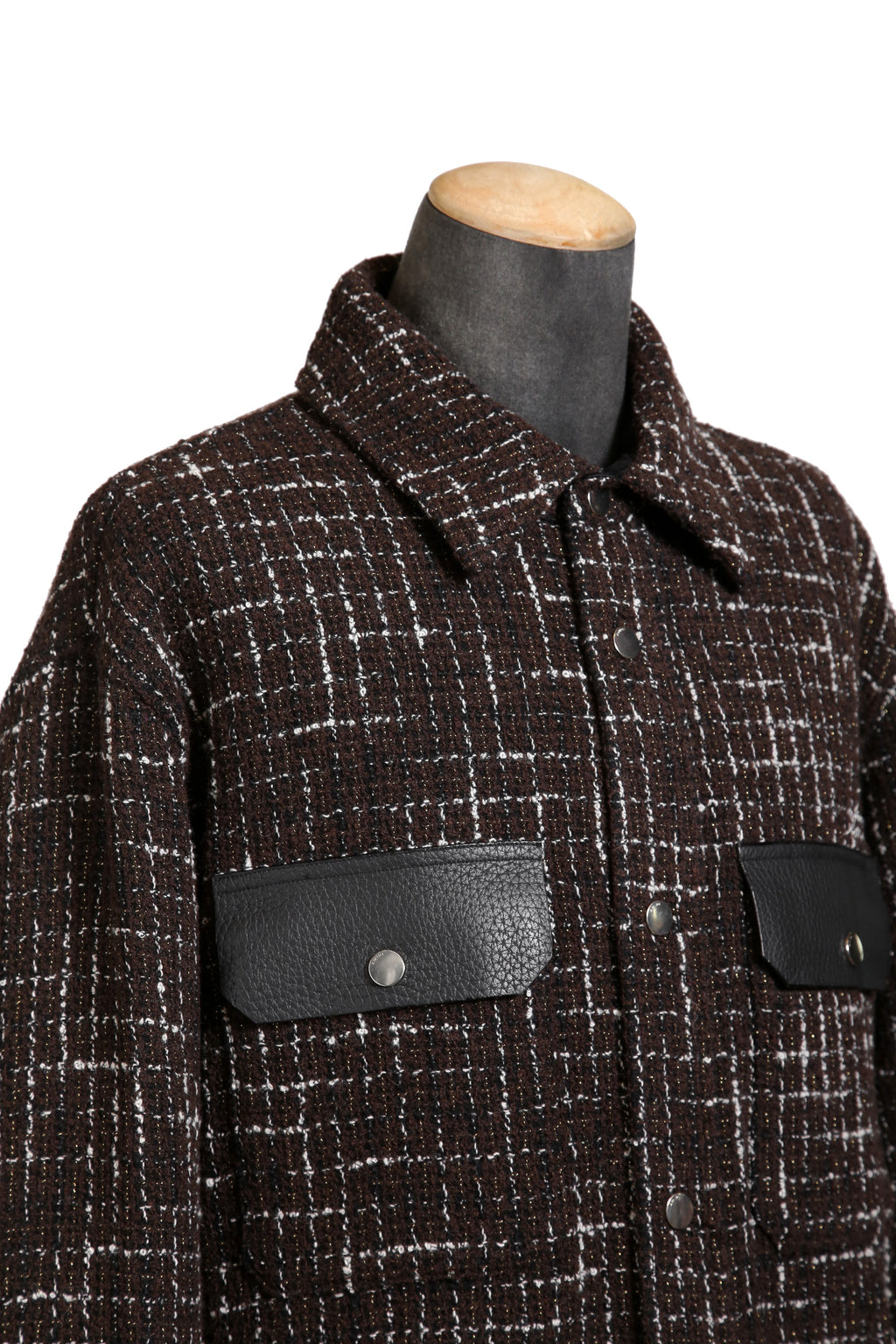 美品 AMIRI アミリ 22AW BOUCLE PADDED PVER SHIRT ツイードパデッドオーバーシャツジャケット / size M ブラウン