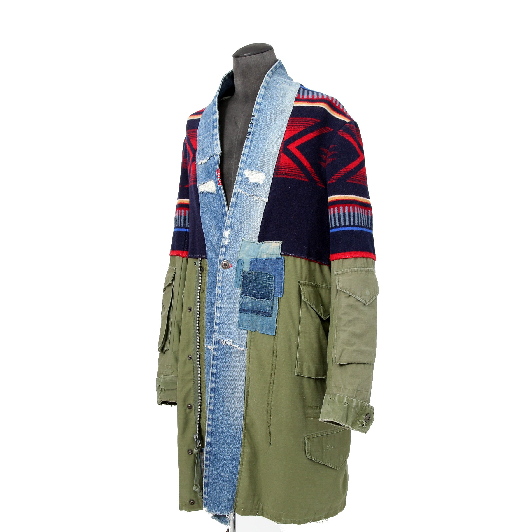 新品 GREG LAUREN グレッグローレン / 国内未入荷 50/50 KIMONO ARTIST COATコート / size 2 (KHAKI x MURTI COLOR)