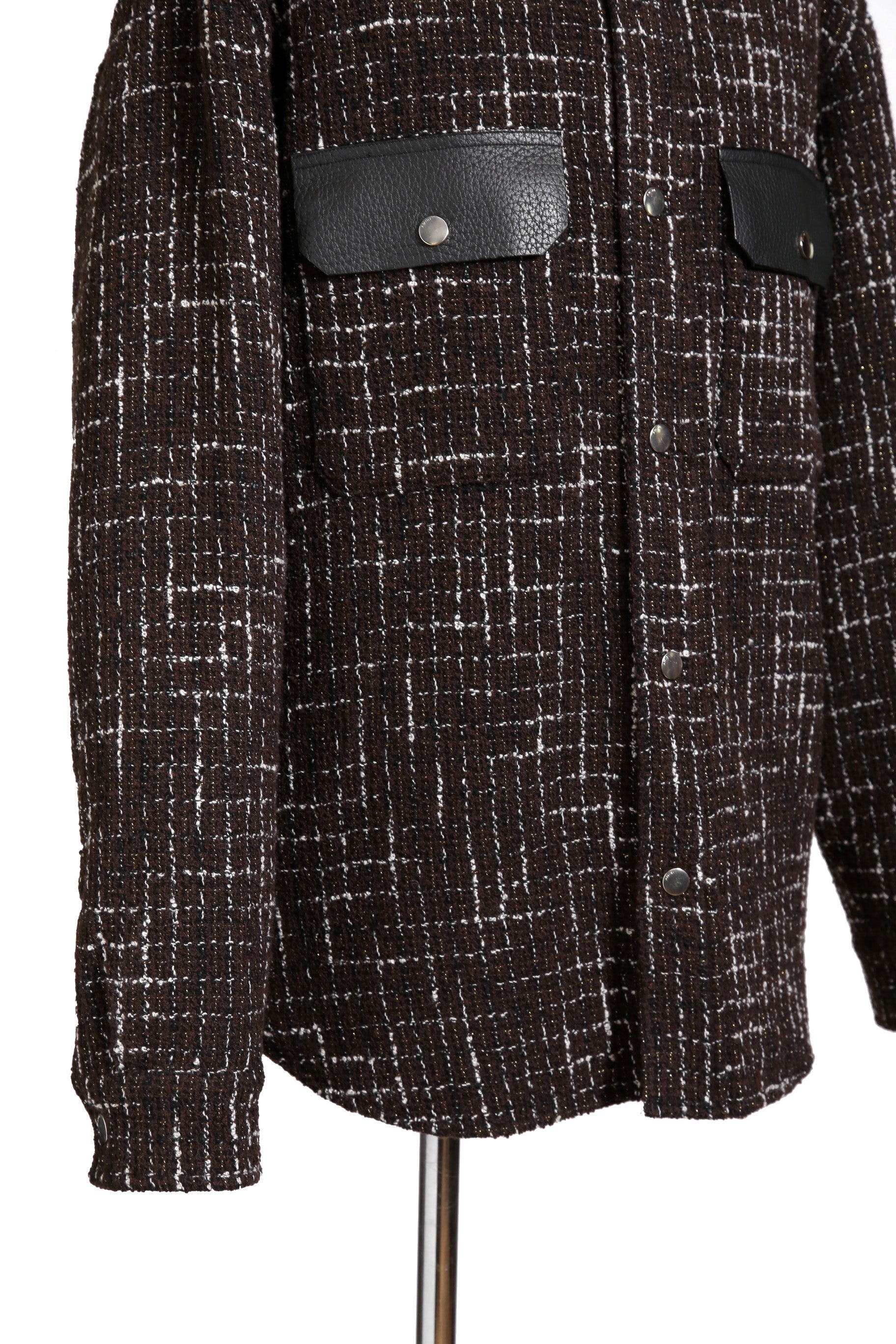 美品 AMIRI アミリ 22AW BOUCLE PADDED PVER SHIRT ツイードパデッドオーバーシャツジャケット / size M ブラウン