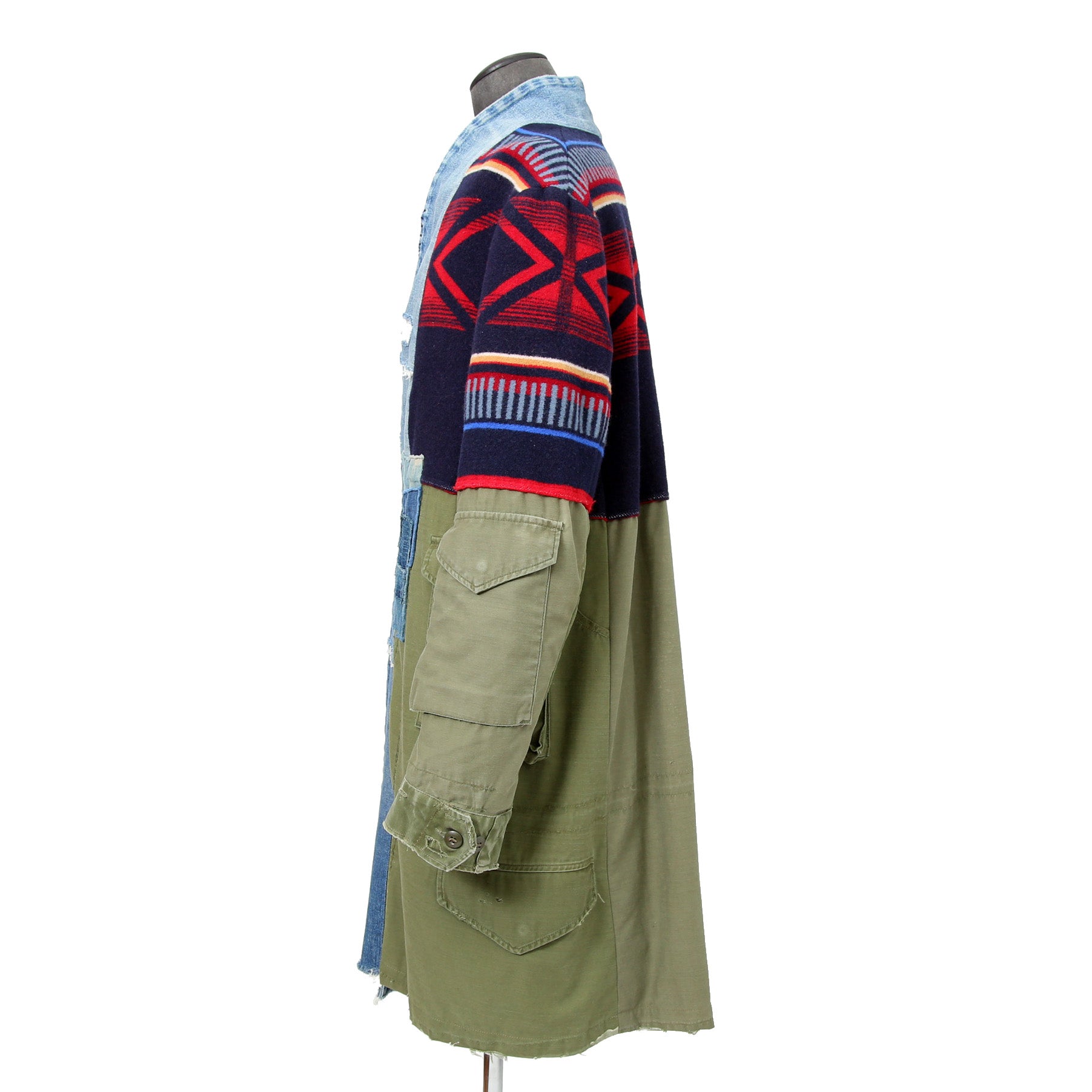 新品 GREG LAUREN グレッグローレン / 国内未入荷 50/50 KIMONO ARTIST COATコート / size 2 (KHAKI x MURTI COLOR)
