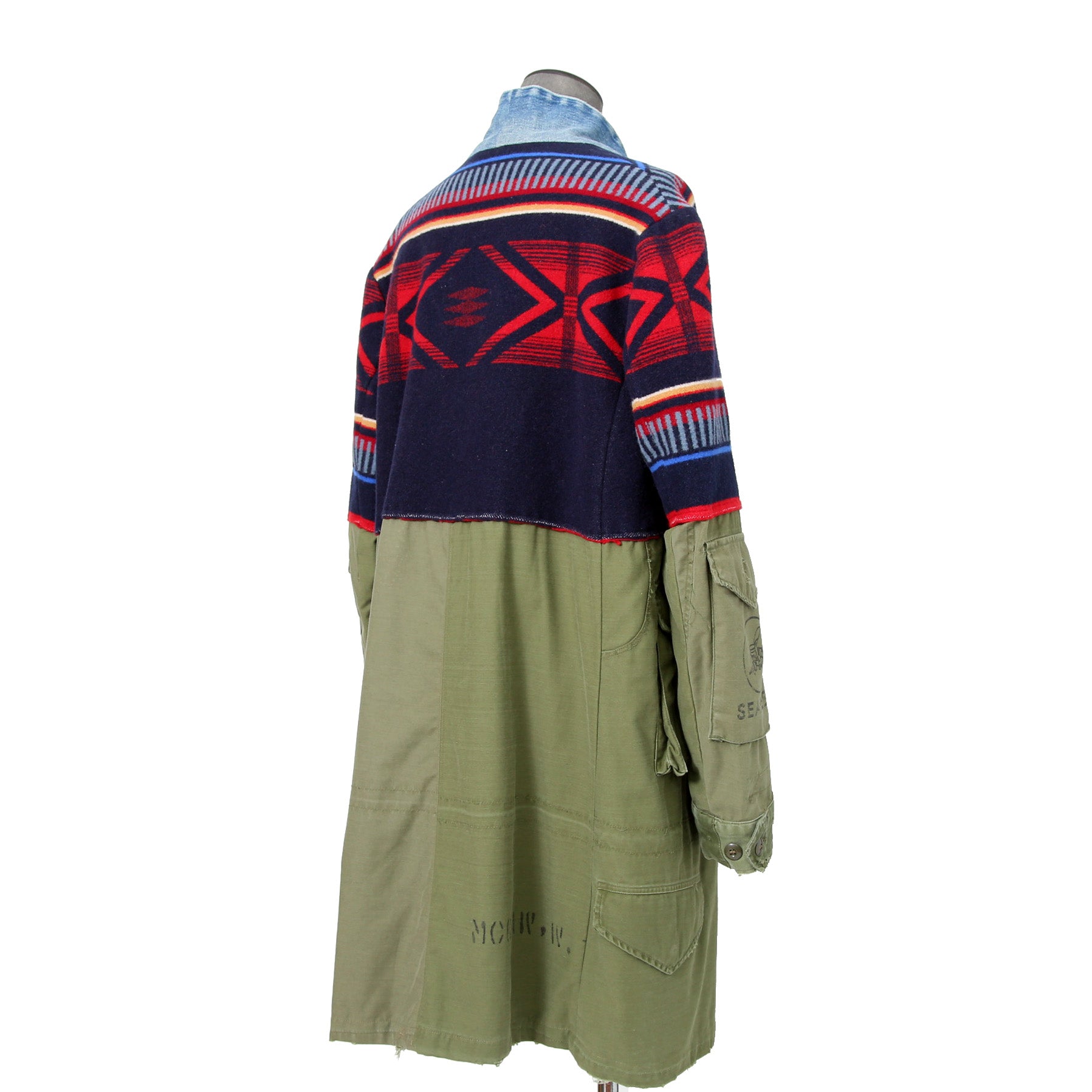新品 GREG LAUREN グレッグローレン / 国内未入荷 50/50 KIMONO ARTIST COATコート / size 2 (KHAKI x MURTI COLOR)