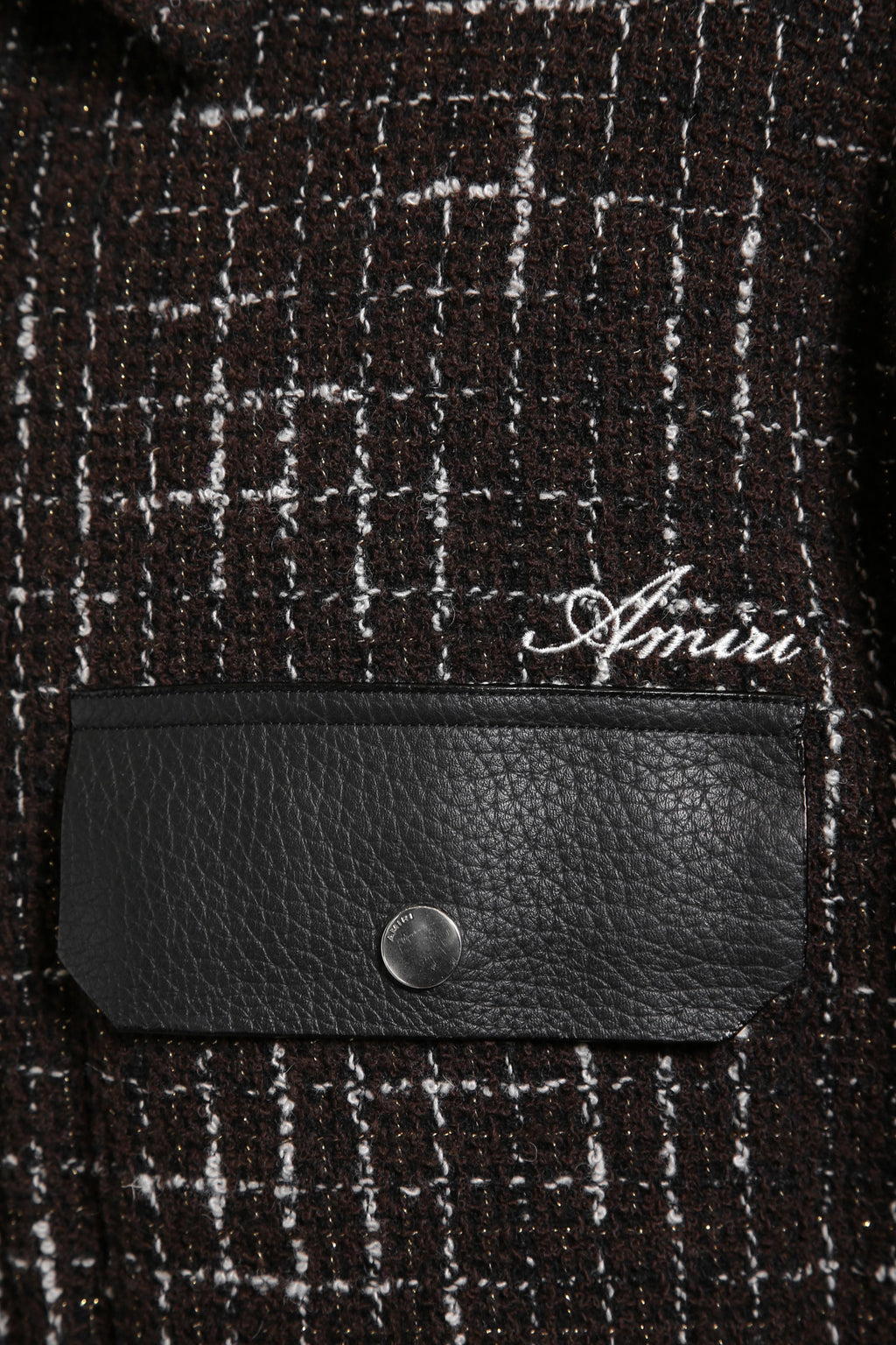 美品 AMIRI アミリ 22AW BOUCLE PADDED PVER SHIRT ツイードパデッドオーバーシャツジャケット / size M ブラウン