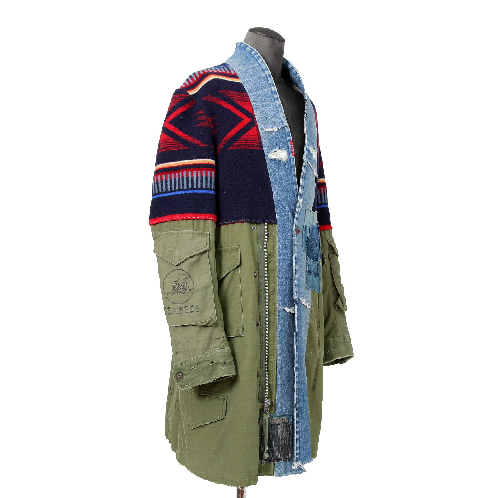 新品 GREG LAUREN グレッグローレン / 国内未入荷 50/50 KIMONO ARTIST COATコート / size 2 (KHAKI x MURTI COLOR)
