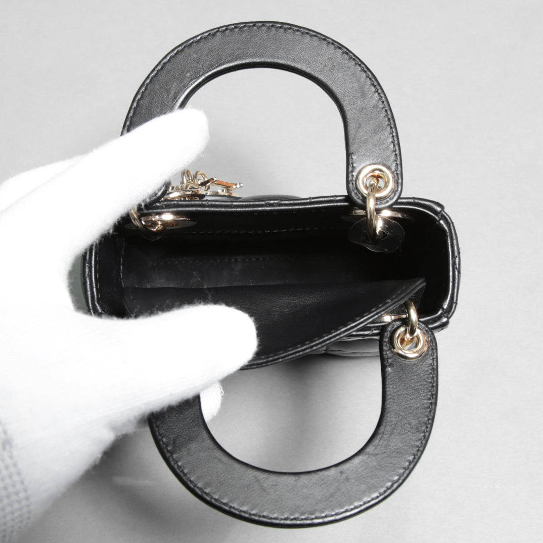 Dior クリスチャン ディオール / Lady Dior マイクロバッグ /カナージュ ラムスキン / S0856ONGE_M900 / BLACK