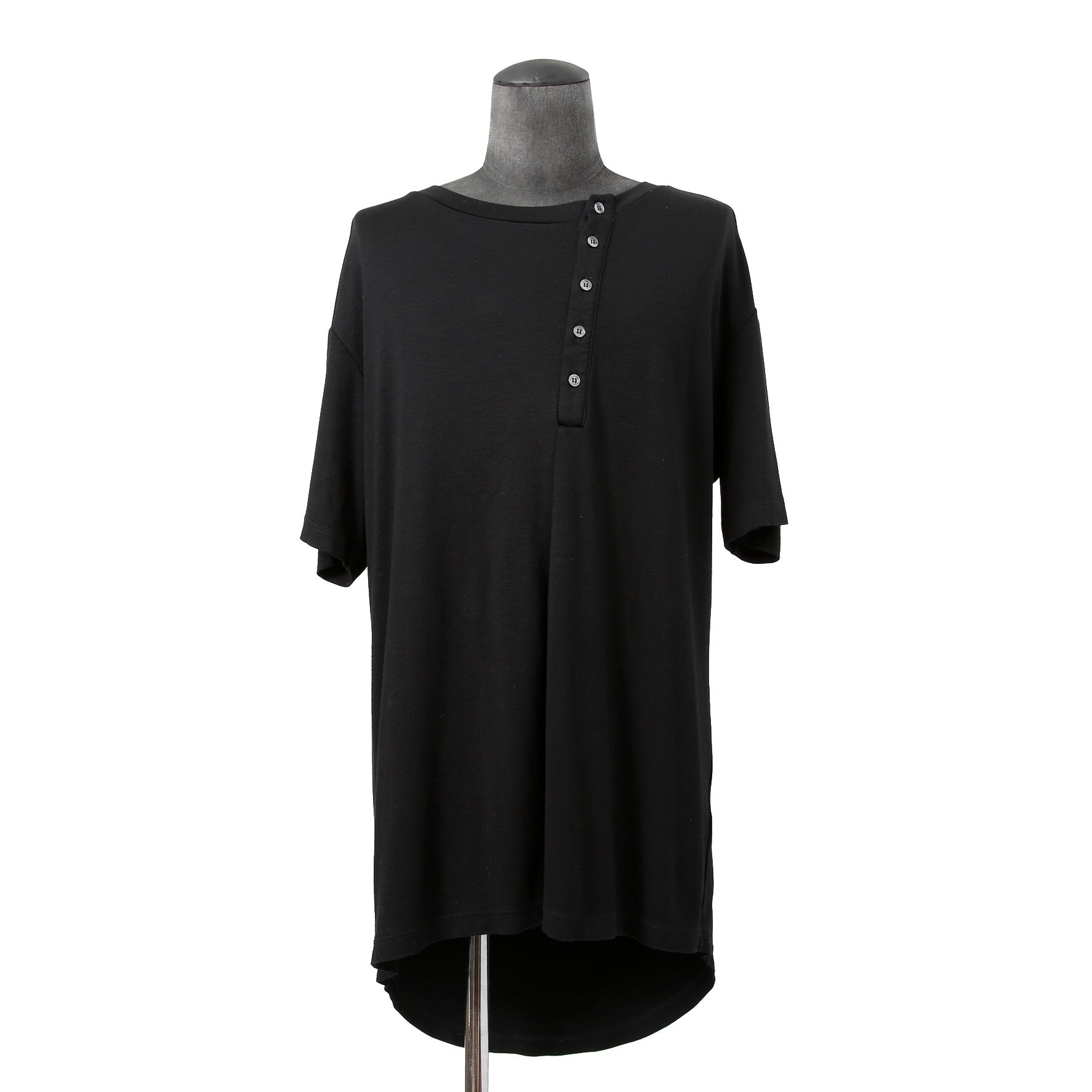 LEMURIA レムリア / BIAS HENRY NECK S/S TOP / DELAVIS PUNCH ROME / Free size (BLACK)