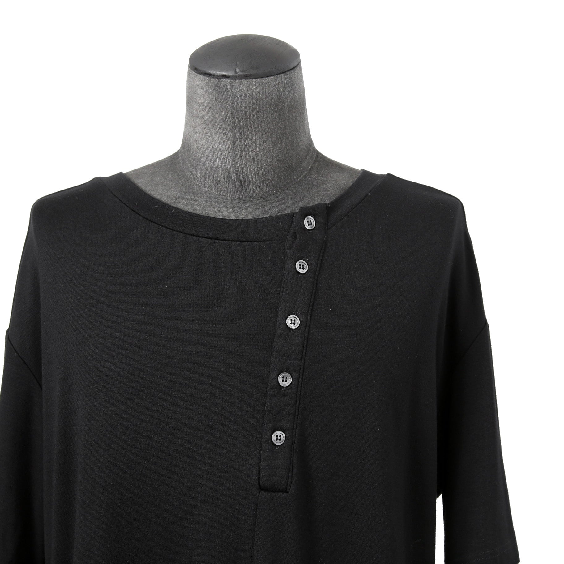 LEMURIA レムリア / BIAS HENRY NECK S/S TOP / DELAVIS PUNCH ROME / Free size (BLACK)