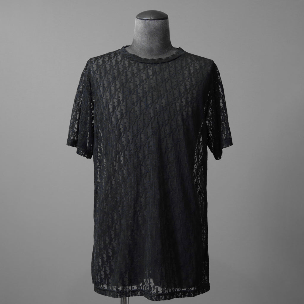 DIOR クリスチャンディオール / 21SS 美品 Oblique See-Through T-Shirt オブリーク柄  / 半袖Tシャツ / 923J615A0537 /size M (BLACK)