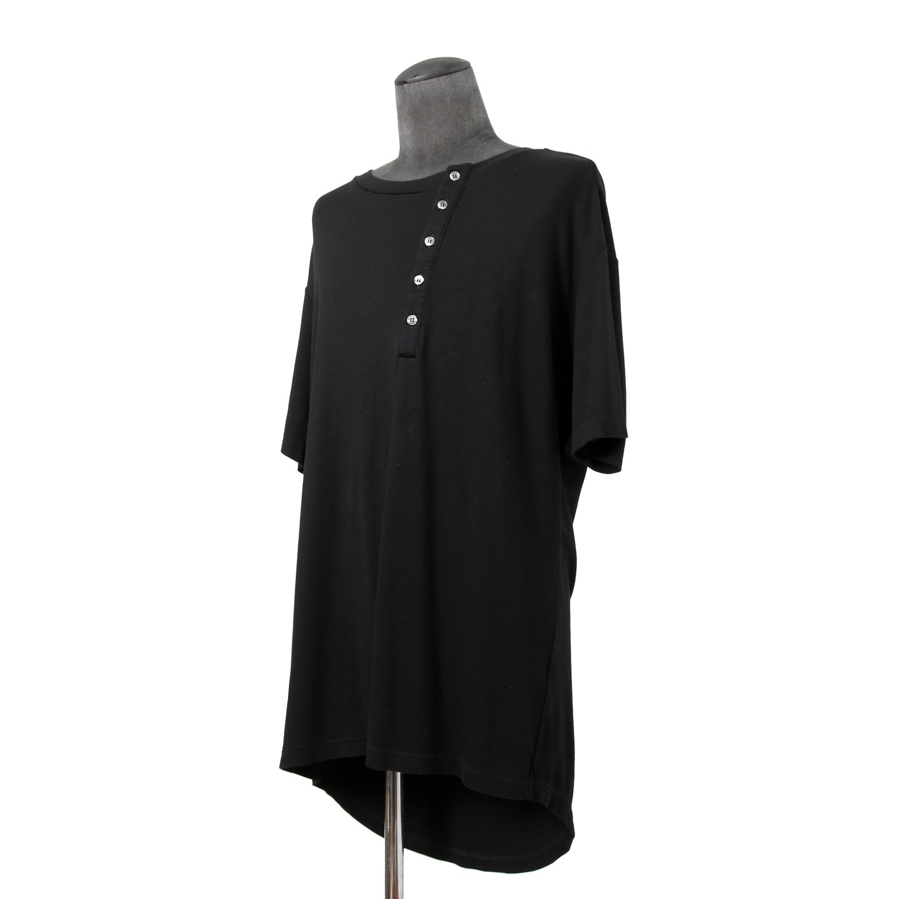 LEMURIA レムリア / BIAS HENRY NECK S/S TOP / DELAVIS PUNCH ROME / Free size (BLACK)