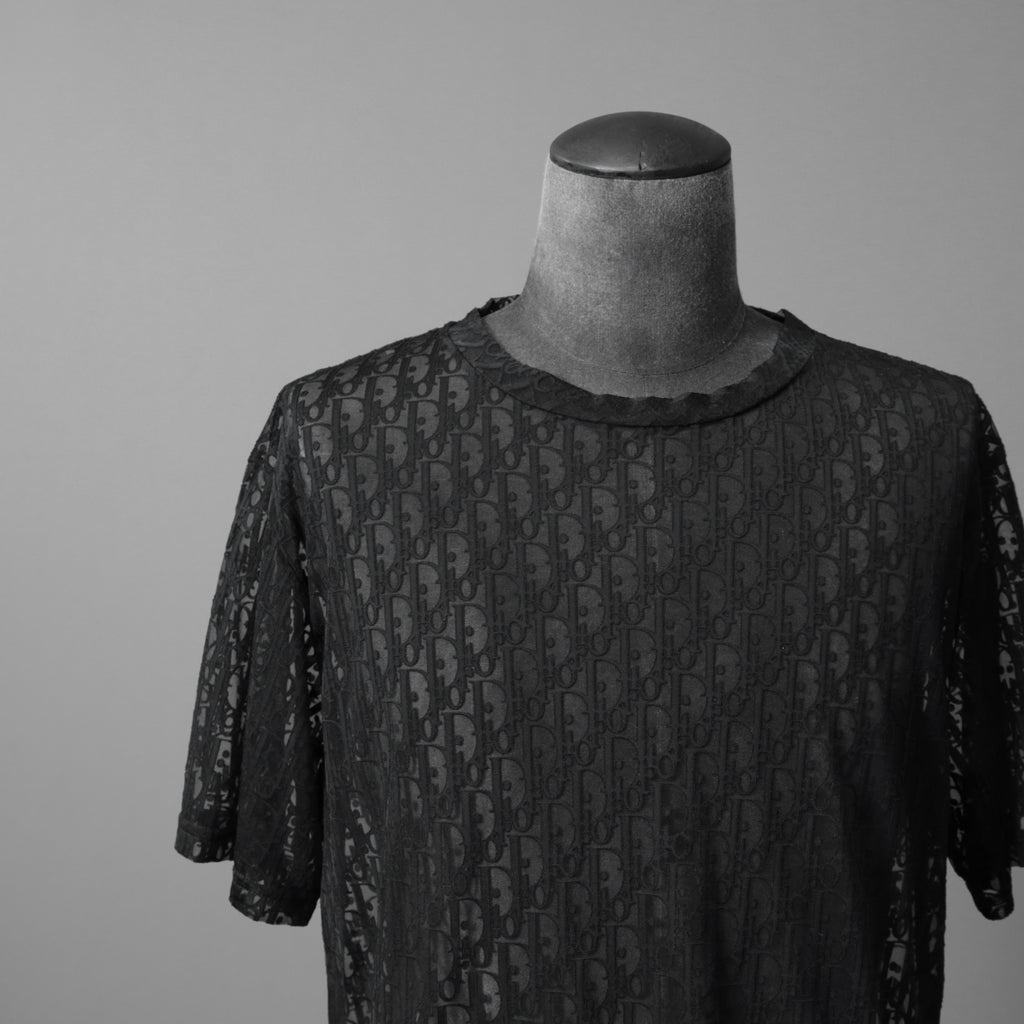DIOR クリスチャンディオール / 21SS 美品 Oblique See-Through T-Shirt オブリーク柄  / 半袖Tシャツ / 923J615A0537 /size M (BLACK)