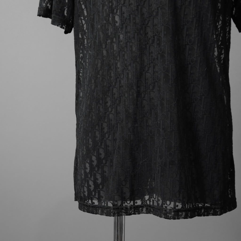 DIOR クリスチャンディオール / 21SS 美品 Oblique See-Through T-Shirt オブリーク柄  / 半袖Tシャツ / 923J615A0537 /size M (BLACK)