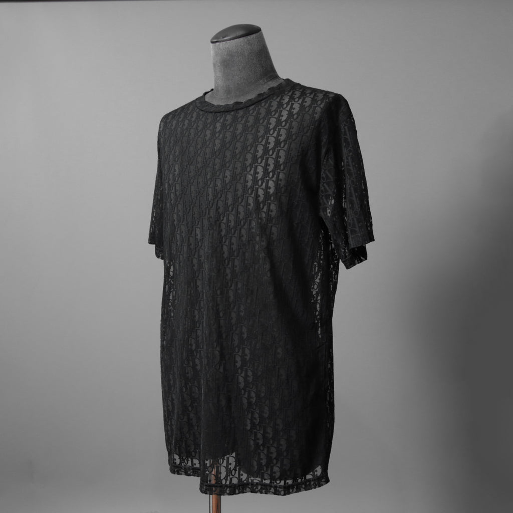 DIOR クリスチャンディオール / 21SS 美品 Oblique See-Through T-Shirt オブリーク柄  / 半袖Tシャツ / 923J615A0537 /size M (BLACK)