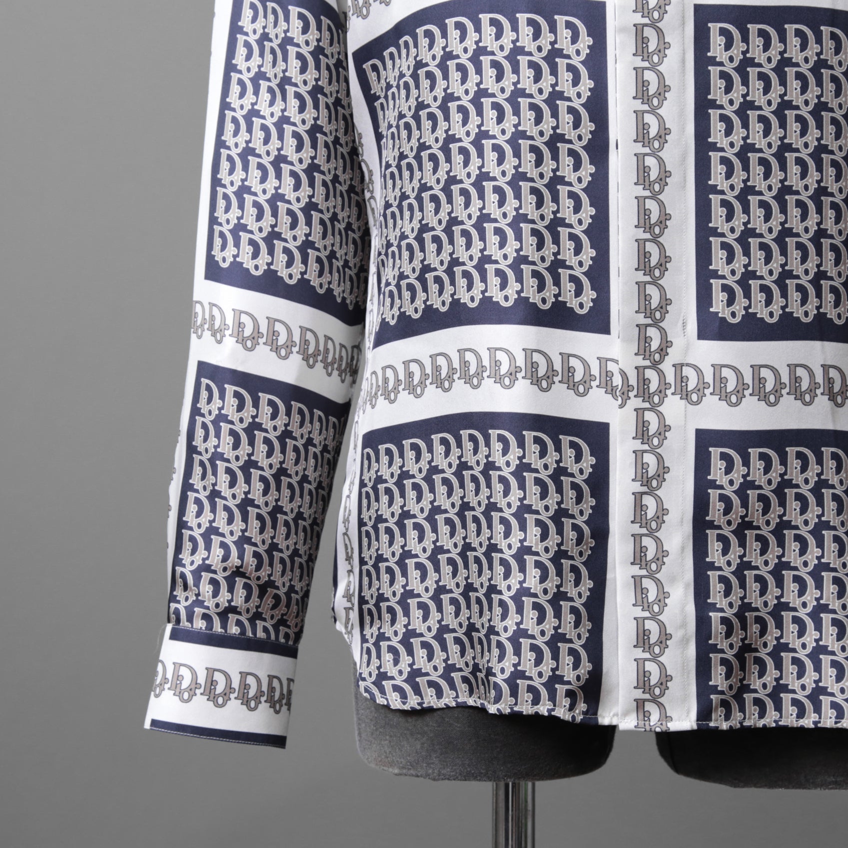 DIOR クリスチャンディオール / 21SS 美品 Oblique Print Silk Shirt / オブリーク 総柄 長袖シャツ / 013C502A5095 /size 40 (WHITE)