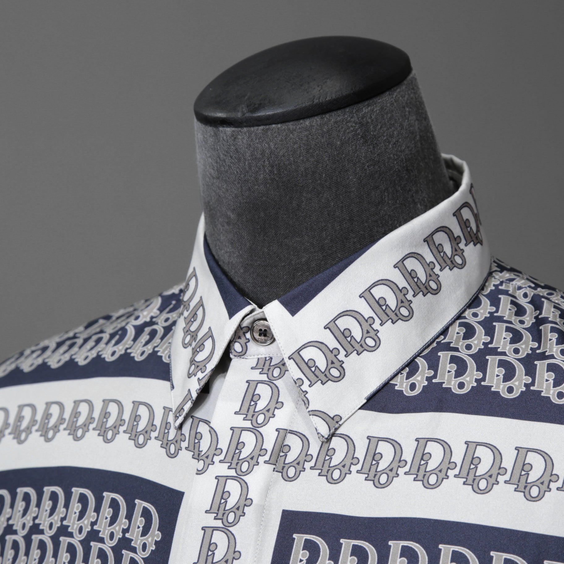 DIOR クリスチャンディオール / 21SS 美品 Oblique Print Silk Shirt / オブリーク 総柄 長袖シャツ / 013C502A5095 /size 40 (WHITE)