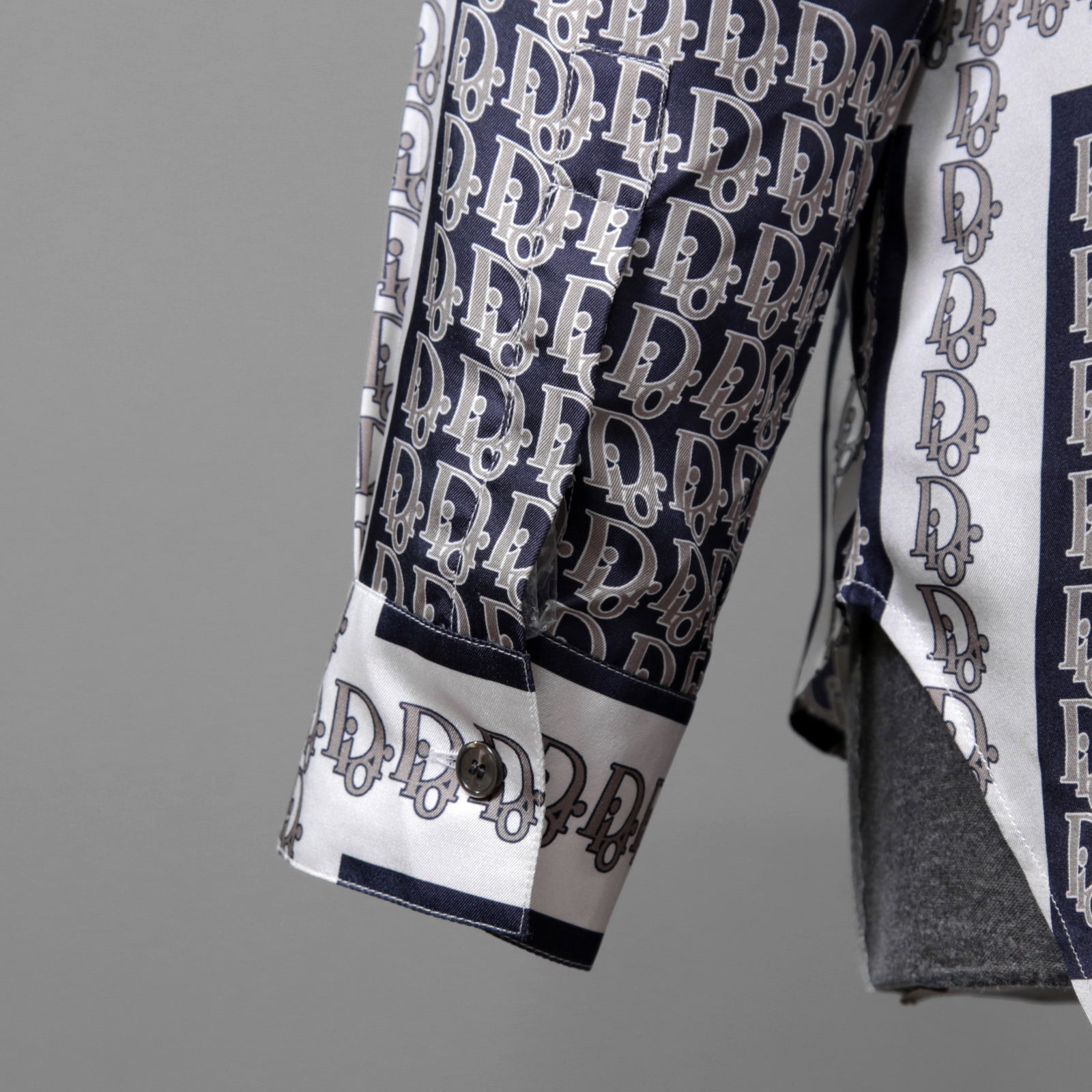 DIOR クリスチャンディオール / 21SS 美品 Oblique Print Silk Shirt / オブリーク 総柄 長袖シャツ / 013C502A5095 /size 40 (WHITE)