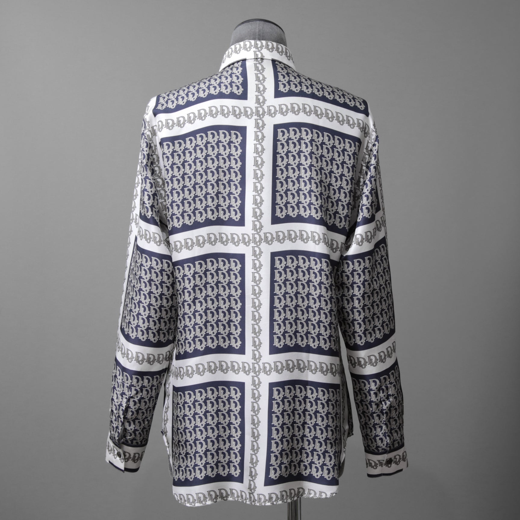 DIOR クリスチャンディオール / 21SS 美品 Oblique Print Silk Shirt / オブリーク 総柄 長袖シャツ / 013C502A5095 /size 40 (WHITE)