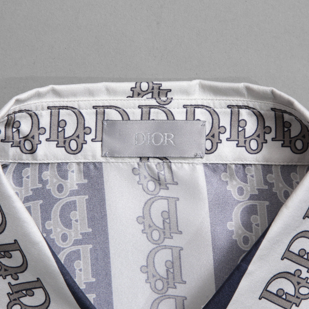 DIOR クリスチャンディオール / 21SS 美品 Oblique Print Silk Shirt / オブリーク 総柄 長袖シャツ / 013C502A5095 /size 40 (WHITE)