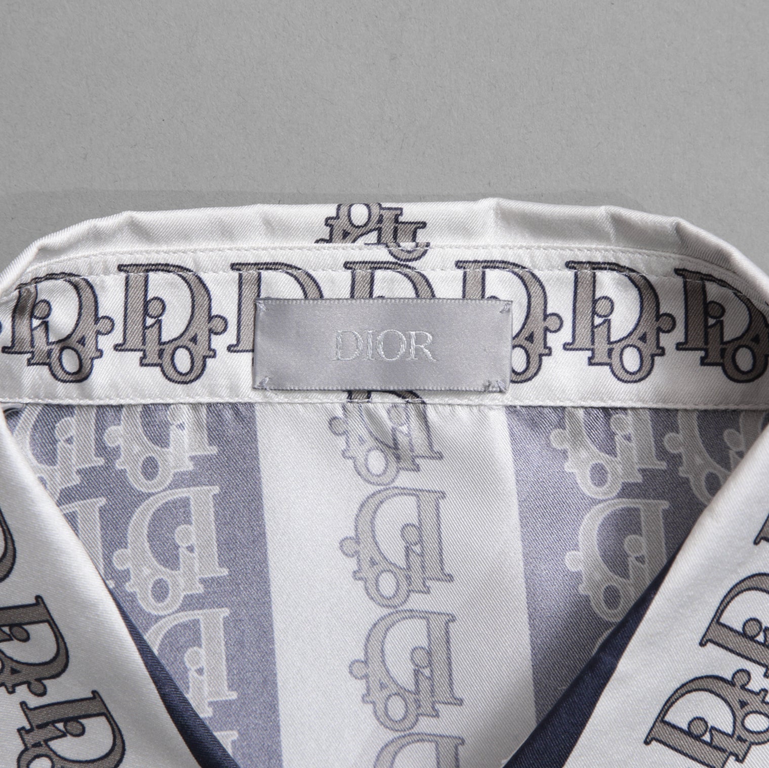 DIOR クリスチャンディオール / 21SS 美品 Oblique Print Silk Shirt / オブリーク 総柄 長袖シャツ / 013C502A5095 /size 40 (WHITE)