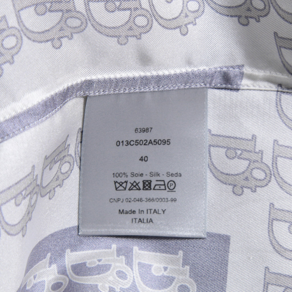 DIOR クリスチャンディオール / 21SS 美品 Oblique Print Silk Shirt / オブリーク 総柄 長袖シャツ / 013C502A5095 /size 40 (WHITE)