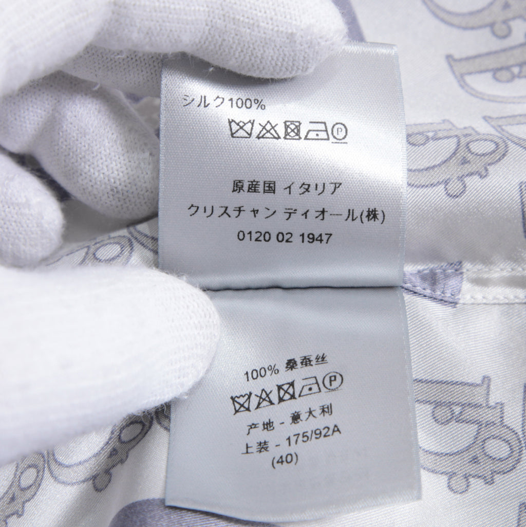 DIOR クリスチャンディオール / 21SS 美品 Oblique Print Silk Shirt / オブリーク 総柄 長袖シャツ / 013C502A5095 /size 40 (WHITE)