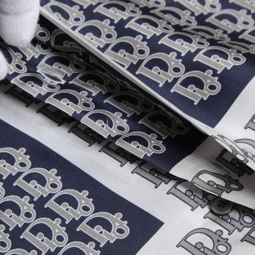 DIOR クリスチャンディオール / 21SS 美品 Oblique Print Silk Shirt / オブリーク 総柄 長袖シャツ / 013C502A5095 /size 40 (WHITE)