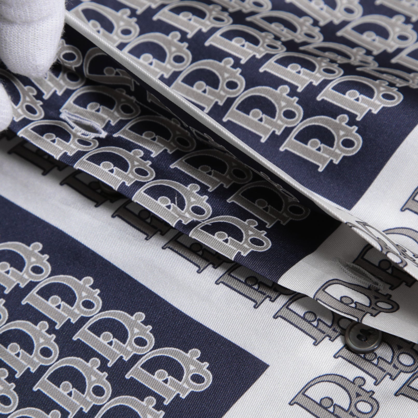 DIOR クリスチャンディオール / 21SS 美品 Oblique Print Silk Shirt / オブリーク 総柄 長袖シャツ / 013C502A5095 /size 40 (WHITE)