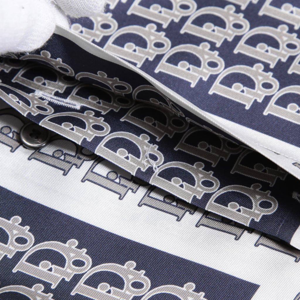 DIOR クリスチャンディオール / 21SS 美品 Oblique Print Silk Shirt / オブリーク 総柄 長袖シャツ / 013C502A5095 /size 40 (WHITE)