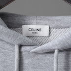 CELINE セリーヌ /  22SS 美品 アスレティック ルーズ カシミア/コットン スウェット "C" フーディ / フード パーカー / 2Y5454501 / size M (Grey / Burgundy) レディース