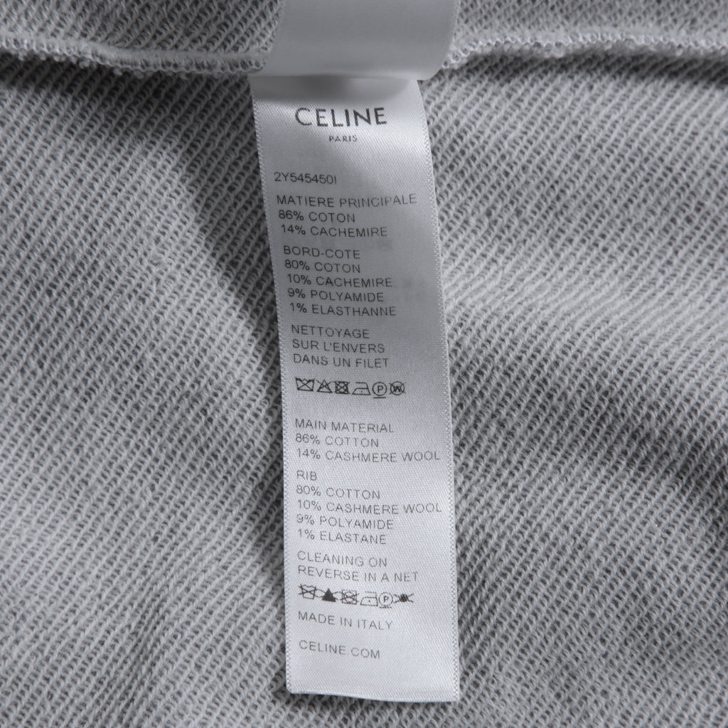 CELINE セリーヌ /  22SS 美品 アスレティック ルーズ カシミア/コットン スウェット "C" フーディ / フード パーカー / 2Y5454501 / size M (Grey / Burgundy) レディース