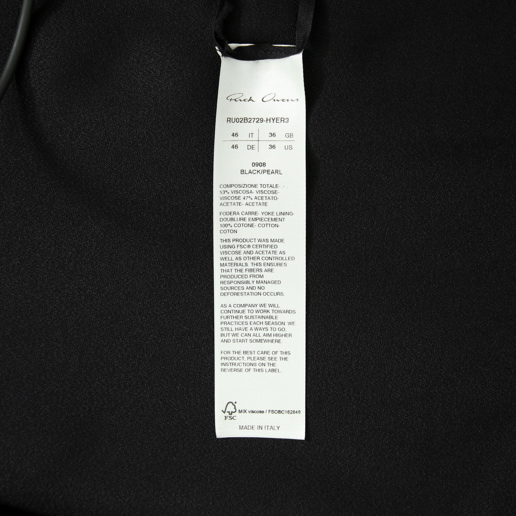 美品 RICK OWENS リックオウエンス / 22FW STROBE / Outershirt アウターシャツ / RU02B2729-HYER3 / size 46 (BLACK)