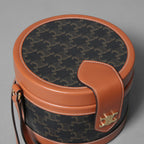 CELINE セリーヌ / 美品 TAMBOUR MEDIUM / トリオンフ タンブール ミディアム バッグ / PVC & カーフスキン (BLACK x TAN) ショルダーバッグ