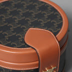 CELINE セリーヌ / 美品 TAMBOUR MEDIUM / トリオンフ タンブール ミディアム バッグ / PVC & カーフスキン (BLACK x TAN) ショルダーバッグ