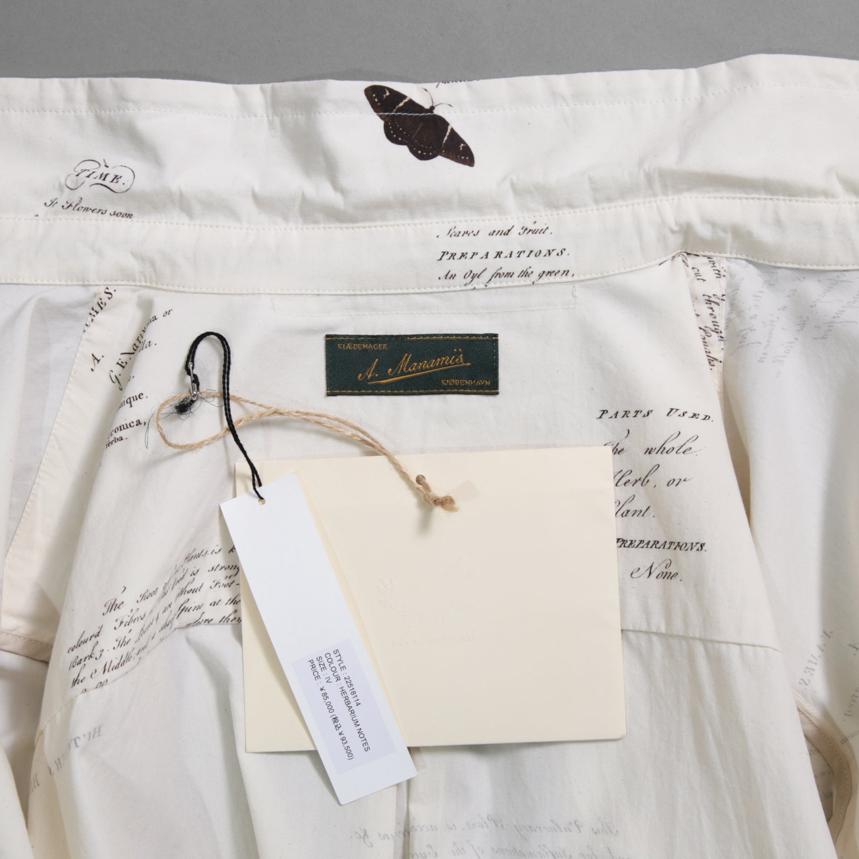 Aleksandr Manamis アレクサンダーマナミス / 25AW 美品 HERBARIUM NOTES CLASSIC SHIRT / 長袖シャツ / size 4 (HERBARIUM NOTES)
